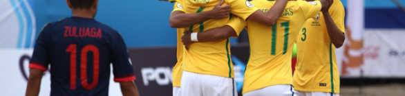  Brasil atropela Argentina e segue 100% na Copa América de futebol de areia